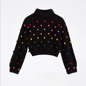 Farm Rio Rainbow Pom Pom Sweater